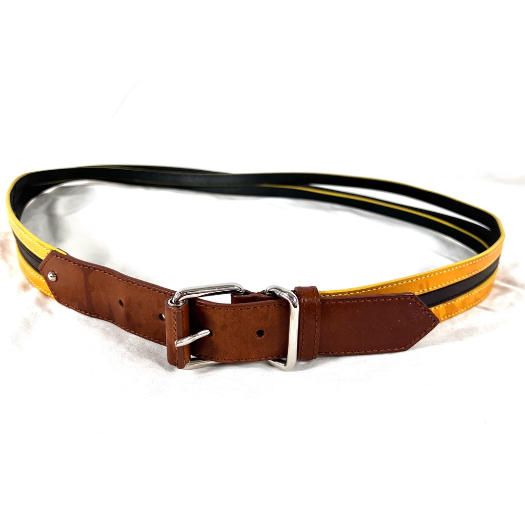 Balenciaga Mustard Yellow Brown Leather Women's Belt Size Large